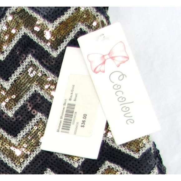 SALE! Glittery Sequins Gold Black Short Mini Skirt - Picture 2 of 3